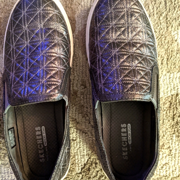 Skechers Shoes - Sketchers memory foam slip on shoes gun metal color size 8
